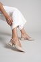 Women's Casual Pointed Toe Open-Back Side Buckle Detail Heeled Shoes - Beige - 5