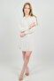 Linen Flock Textured Long Sleeve Relaxed Fit Ecru Shirt Tunic - 2