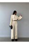 Women's Ecru Shepherd Stitch Double Knitwear Set