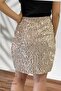 Sequined & Lined Sequin Mini Skirt - 47 cm Length Evening Dress Skirt Lycra & Stretchy Skirt Mink - 3