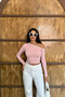 Pink – Women's One-Shoulder Detailed Long-Sleeved Blouse Bodysuit - 3