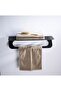 50 cm Black Metal Towel Rack Towel Holder with Metal Shelf Bathroom Organization - 2