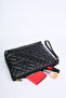 Women's Black Geometric Patterned Travel Cosmetic Beach Makeup Clutch Hand Bag Organizer Makeup Bag - 4