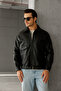 Men's Oversize Fur Lined Belted Leather Jacket - 2