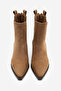 Women's Pointed Toe Back Zipper Cowboy Double Elastic Western Boots Mirona Tan Suede - 5