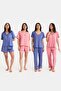 Dream blue/pink lace detailed long and shorts front button 8 pieces pajama set - 2