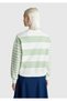 Women's Light Green Cotton Blend Color Block Sweatshirt with Logo Print on the Chest - 3