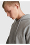 Men's Gray Melange 100% Cotton Slim Fit Zippered Hooded Sweatshirt - 6