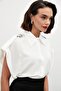 Short Sleeve Shirt with Shoulder Accessories - Ecru - 4