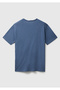 Men's Aviator Blue Crew Neck Slub T-Shirt - 4
