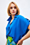 Casual Shirt with Sleeve Detail - Sax Blue - 4