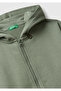 Boy's Khaki Logo Label Detailed Zippered Hooded Sweatshirt - 3