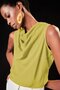 Plunging Neck Sleeveless Blouse - Oil Green - 3
