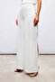 Slit Detailed Satin Trousers - Ecru - 6