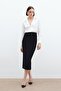 Pencil Skirt with Waist Detail - Black - 2