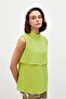 Flounce Blouse with Accessory Detail - Oil Green - 4