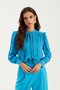 Scarf Collar Casual Blouse - Blue - 5