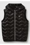 Girl's Black Glitter Logo Detailed Hooded Vest