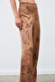 Shiny Patterned Casual Trousers - Brown - 7
