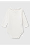 Baby Ecru Front Logo Embroidered Snap Fastener Baby Collar Long Sleeve Bodysuit - 2