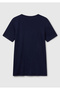 Women's Navy Blue 100% Cotton Benetton Written Basic T-Shirt - 4