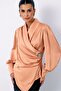 Brooched Double Breasted Blouse - Salmon - 2
