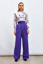 Waist Detailed Pocket Trousers - Purple - 2