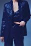 Sequined Casual Jacket - Navy Blue - 7