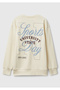 Boy's Cream Print Detailed Crew Neck Relaxed Fit Sweatshirt - 2