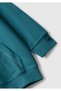 Boy's petrol blue logo hooded sweatshirt with zipper and label detail - 3