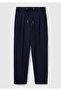 Women's Navy Blue Elastic Waist Trousers - 2