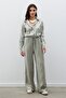 Shiny Trousers with Elastic Waist - Green - 3