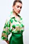 Floral Patterned Loose-Fit Shirt - Green-Olive Green - 6