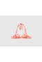 Women's Orange Coral Patterned Double Sided Halter Neck Tie Bikini Top - 2