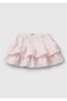 Girl's Dusty Pink Fully Printed Layered Skirt with Elastic Waist