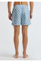 Men's Light Blue Patterned Drawstring Swim Shorts with Back Pocket Detail - 2