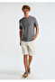 Men's White 100% Cotton Patterned Regular Fit Bermuda Shorts - 3