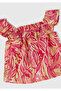 Girl's Orange Viscose Blended Printed Lightweight Loose Cut Shoulder Strap Top - 2