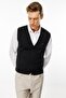 Men's V-Neck Plain Wool Vest Anthracite - 6