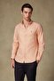Lusso Twill Cotton Comfort Fit Orange Button Collar Men's Checkered Shirt