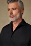 Bella Linen Linen Comfort Fit Black Mostra Collar Men's Plain Shirt - 4