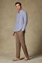 Sorento Linen Linen Comfort Fit Dark Blue Button Collar Men's Striped Shirt - 4