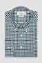 Dante Poplin Cotton Comfort Fit Green Button Collar Men's Checkered Shirt - 6