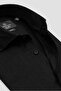 Bella Linen Linen Comfort Fit Black Mostra Collar Men's Plain Shirt - 6