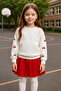 Girl's Sweatshirt with Cherry Embroidery on the Sleeves