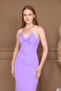 Atlas Fabric Strapless Bow Pencil Dress - Lila - 3