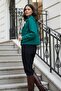 Emerald Green 100% Cotton Gabardine Lined Oversize Wide Fit Women's Crop Short Trench Coat 1122 - 2