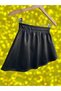 Kids Shiny Leather Look Shawl-Trimmed Furry Mini Black Winter Skirt Girls - 5
