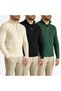 3 Pieces of Colorful Half Zipper Knitwear Sweater Black Nefti Beige