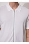 Jacket Collar Basic Plain White Men's Sweater Vartosu - 4